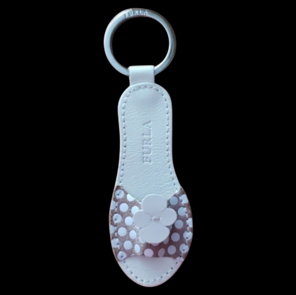 Furla Accessories - Furla White and Brown Polka Dot Keychain